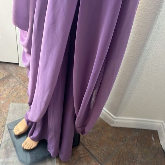 David’s Bridal Dress Sz 14 Wisteria Iris Violet Boat High Neck Tent Sheer Lined - Picture 5 of 16